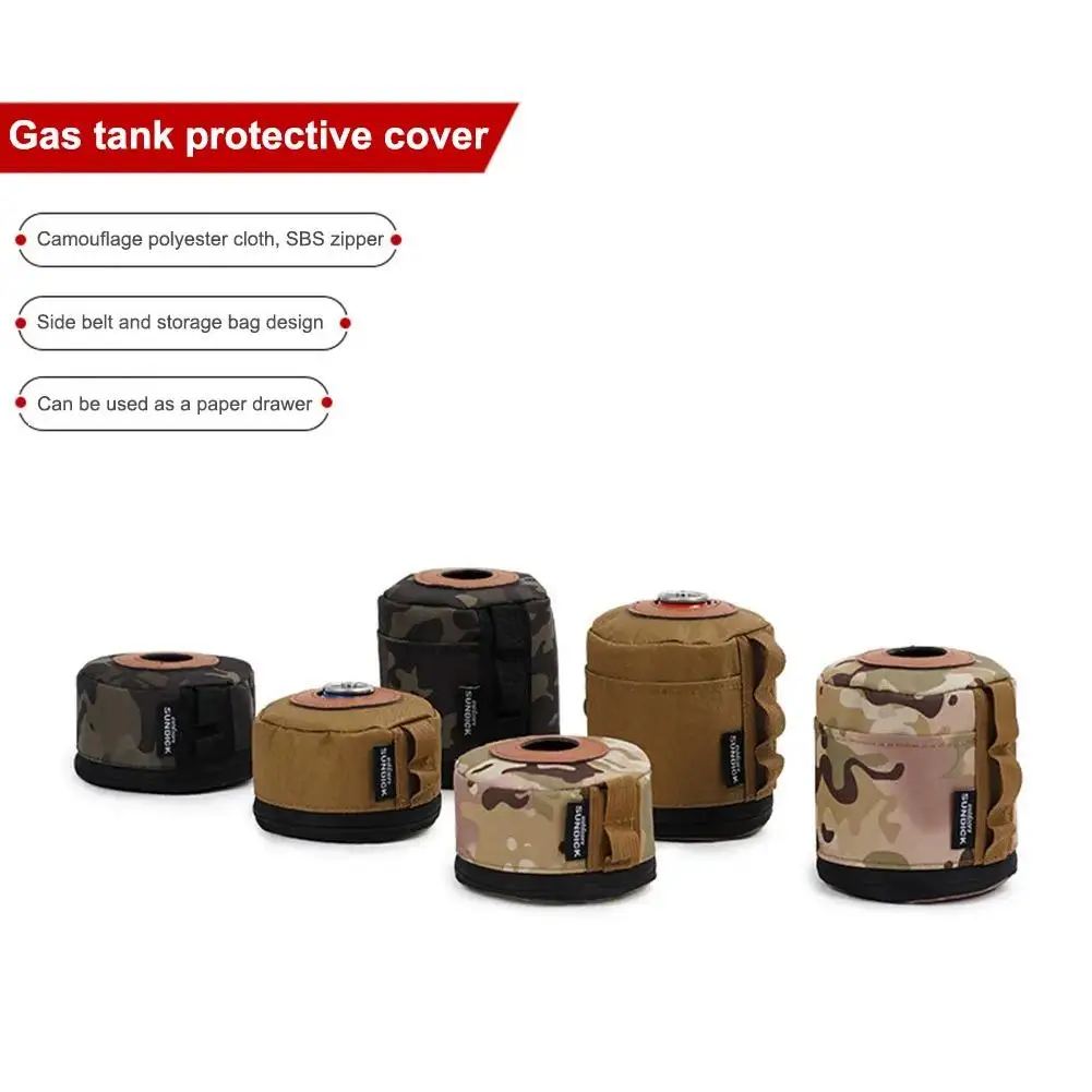 Gás pode capa protetora com bolso lateral, Anti-Fall Gás Fuel Cylinder, Saco de armazenamento para acampamento ao ar livre, portátil, Vintage