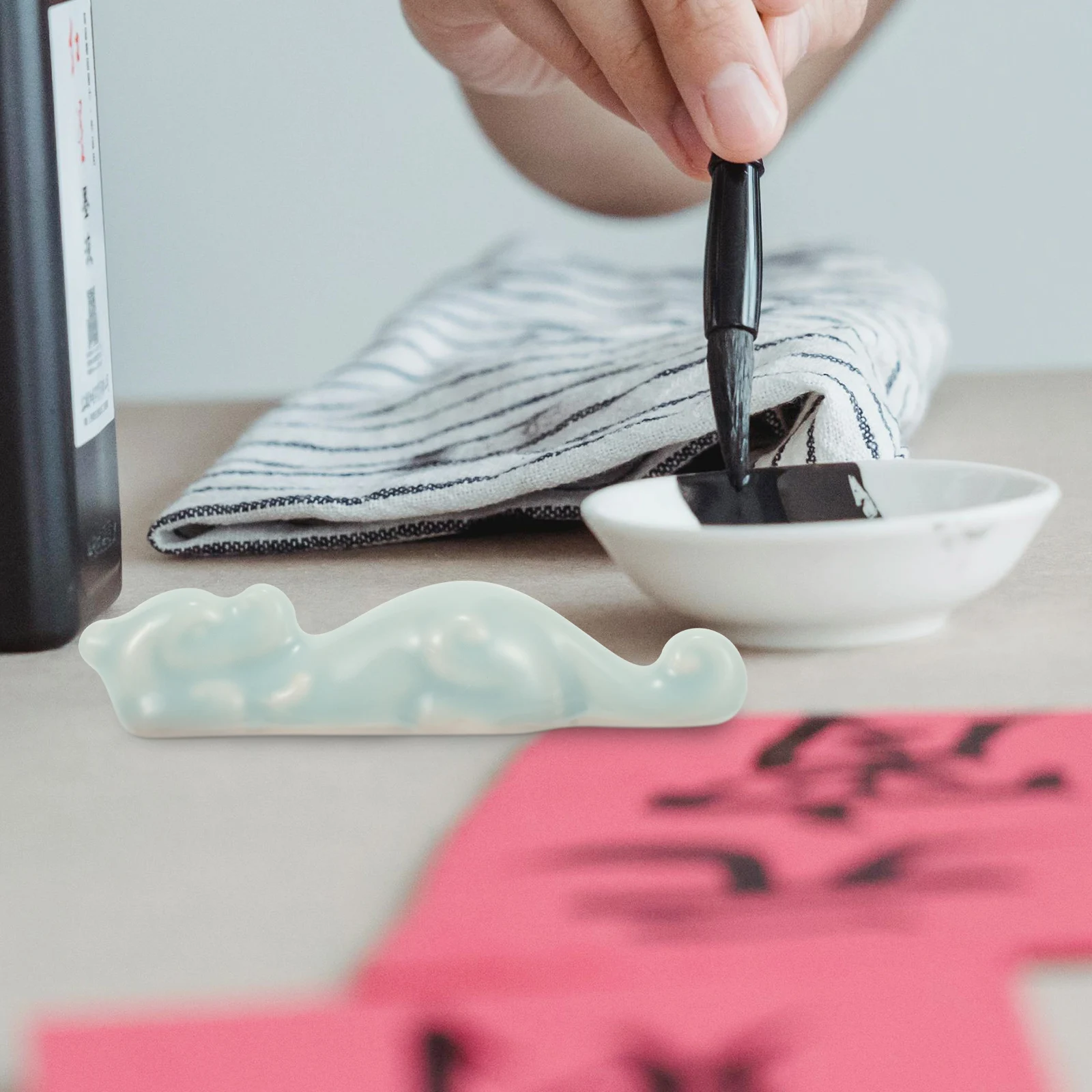 

Holder Chinese Writing Brush Rack Calligraphy Storage Ink Stand Office Pen Ceramic