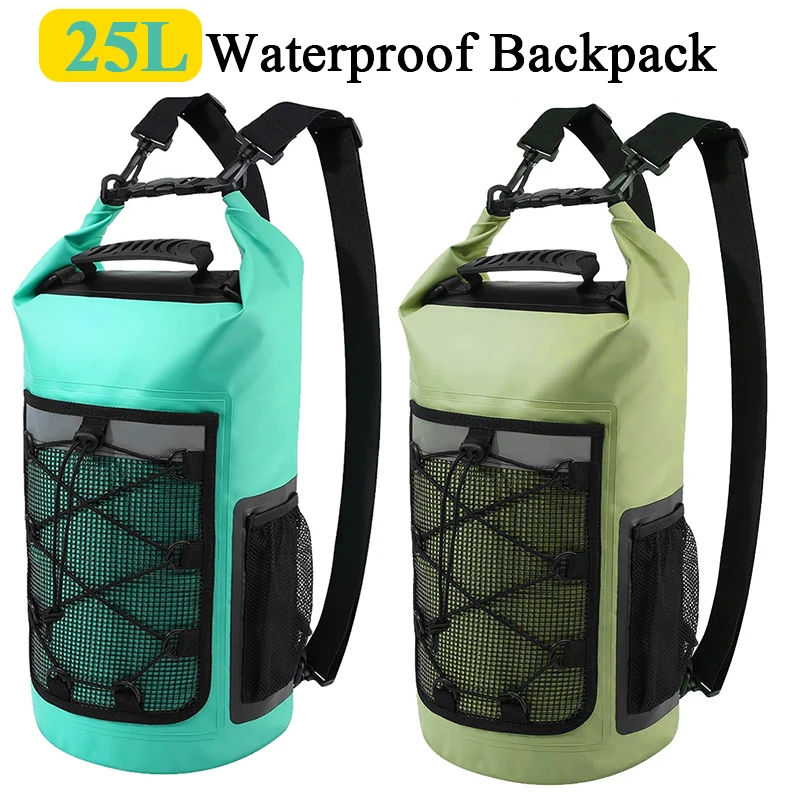 

Swimming PVC Pack Dry Bag Backpack for Women Men 25L Waterproof Shoulder Kayak Trekking Drifting Rafting Surfing Boating Bag