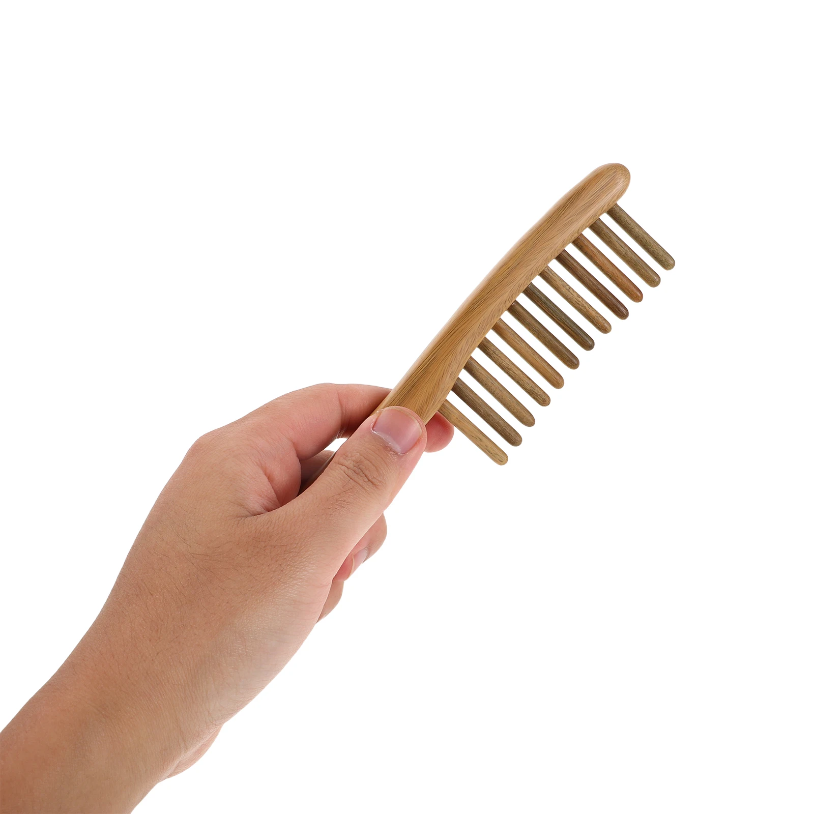 

Natural Wood Wide Tooth Comb Green Sandalwood Anti Static Massage Scalp Tool for Curly Hair Detangling Styling