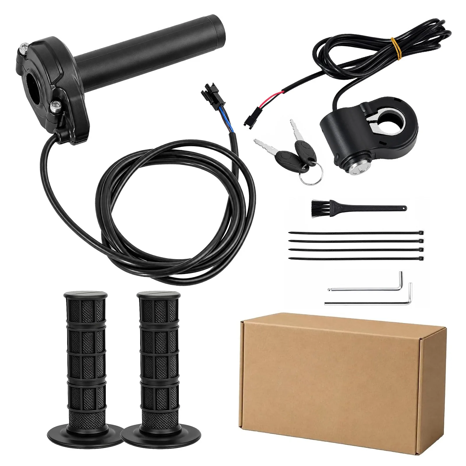 Electric Bicycle Throttle Grips With Key Lock Slip-Resistant Electric Motorcycle Throttle Grips Parts Accessories