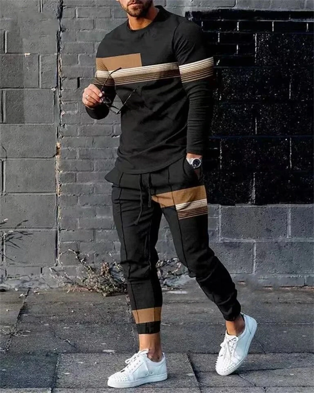 Trendy Designer Clothes 3D Print Oversize Suit Men Casual Long Sleeve Trousers Sport Tracksuit Graphic T Shirts Streetwear Sets