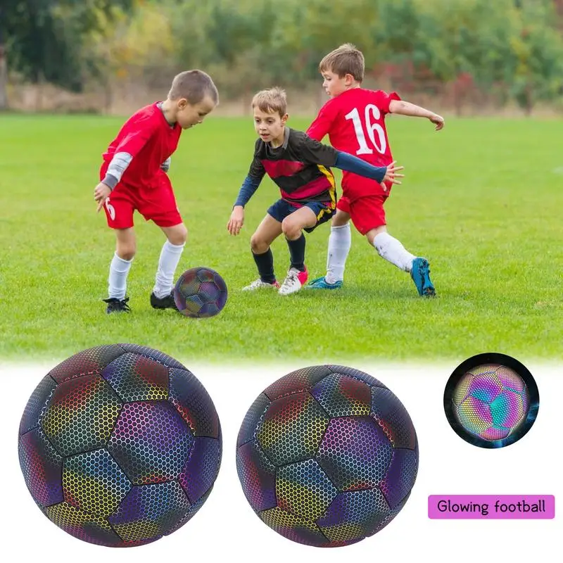 

Size 4/5 Glow In Dark Football Luminous Soccer Balls night Glowing Reflective Footballs Outdoor Light Up Toy Gifts for Boys kids