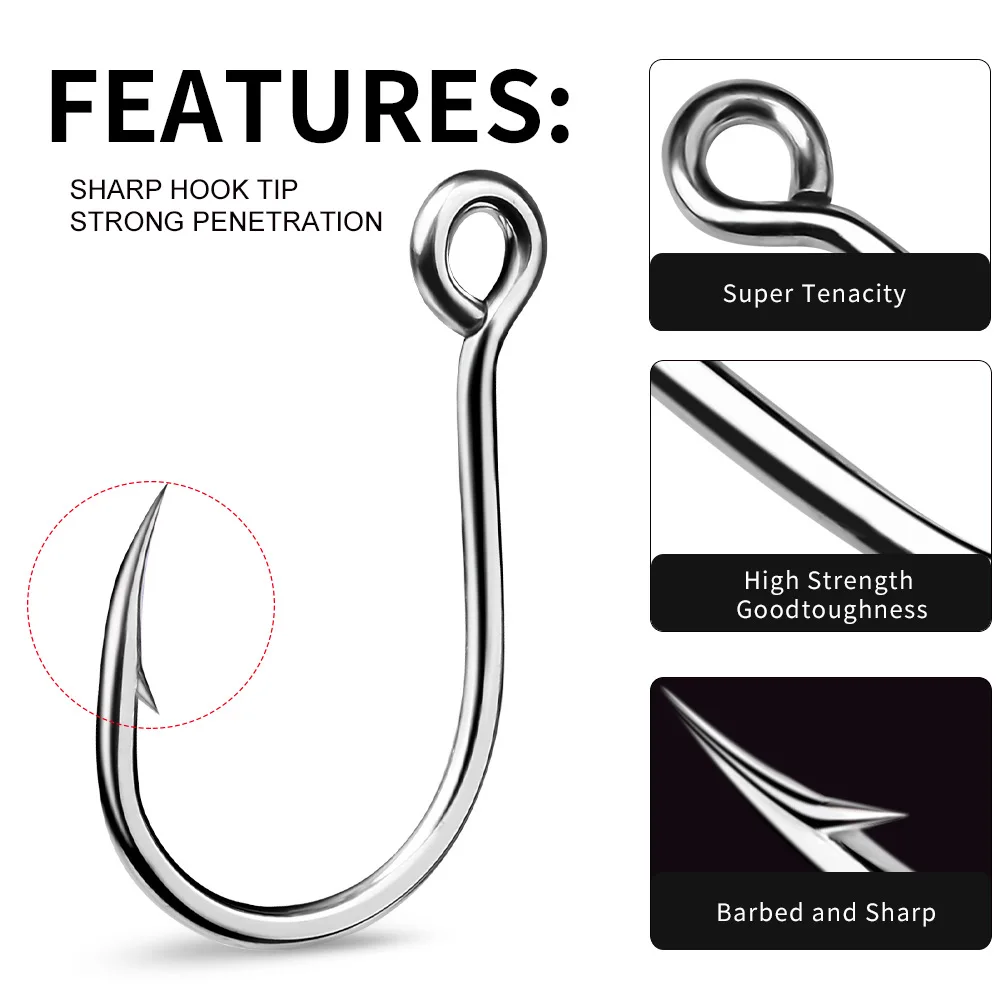 20Pcs 6#-3/0# Jig Hook with Barb Prevent Seawater Corrosion Stainless Steel  Ocean Boat Steel Fishing Hooks Tackle Accessories