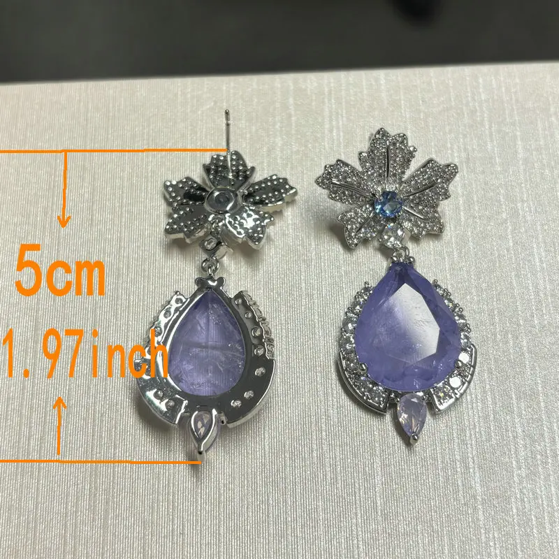 Bilincolor Fashion Cubic Zirconia Purple Dangling Earring for Women