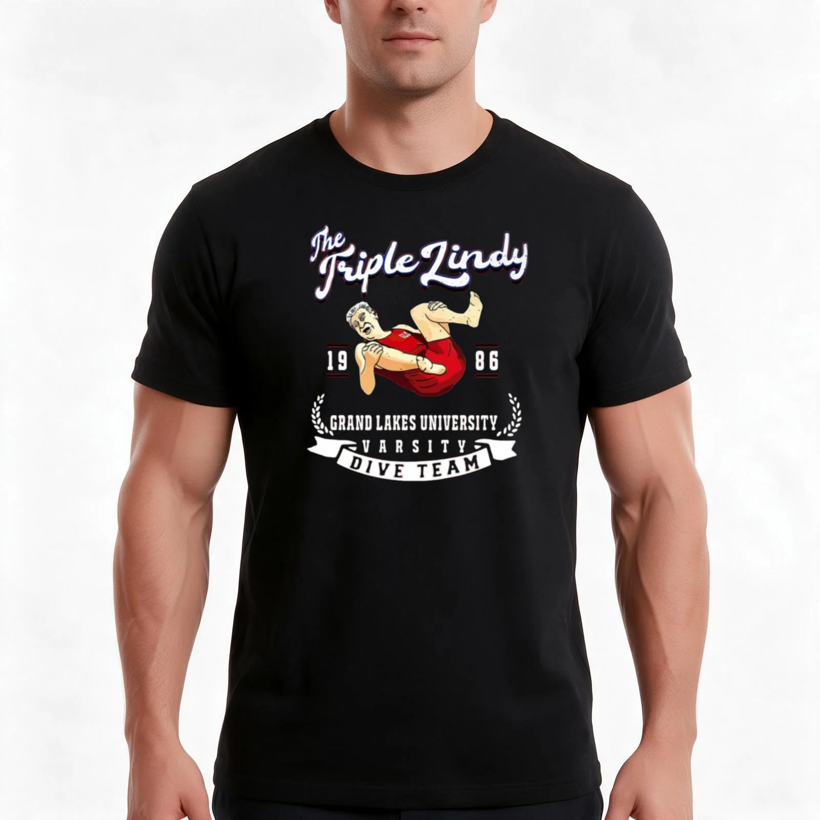 Triple Lindy T-Shirt, Summer Casual Cotton Tee, Oversized Streetwear Tops, Vintage Graphic Print, Loose Fit Short Sleeve