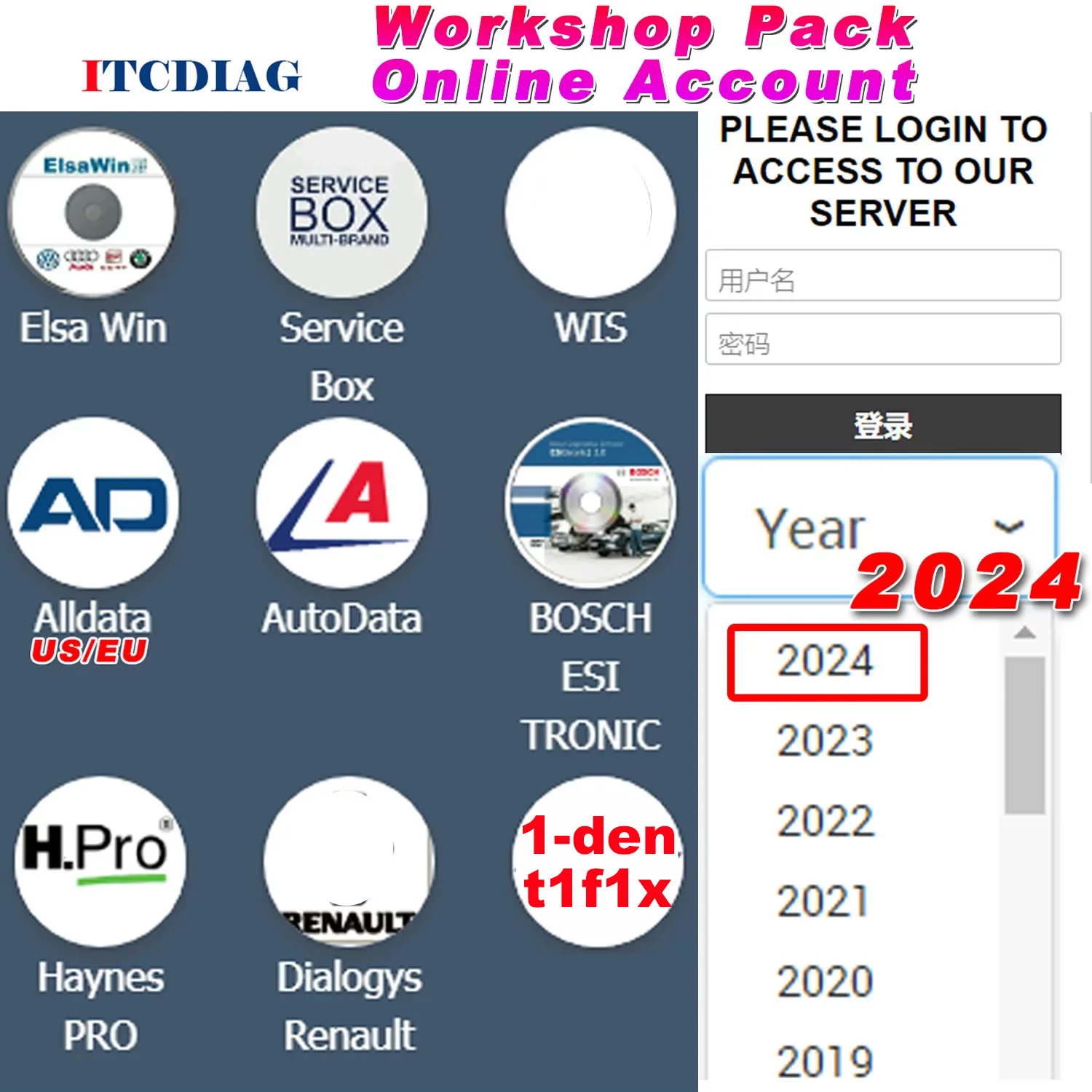 

Update to 2024 Online Account Workshop Pack for alldata EU USA Autodata Haynes PRO WIS Service Box Elsa Win Dialogys