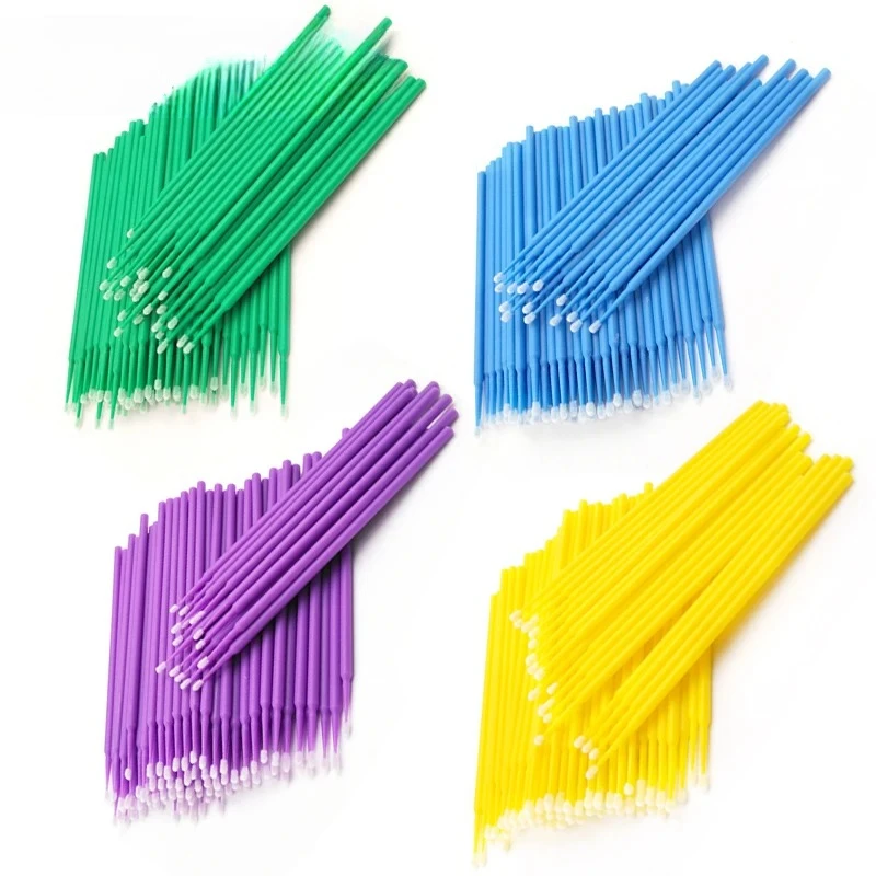 100/200 個まつげクリーニングブラシラッシュエクステンションマイクロ綿棒まつげマイクロブラシ美容メイククリーンリムーバーツール