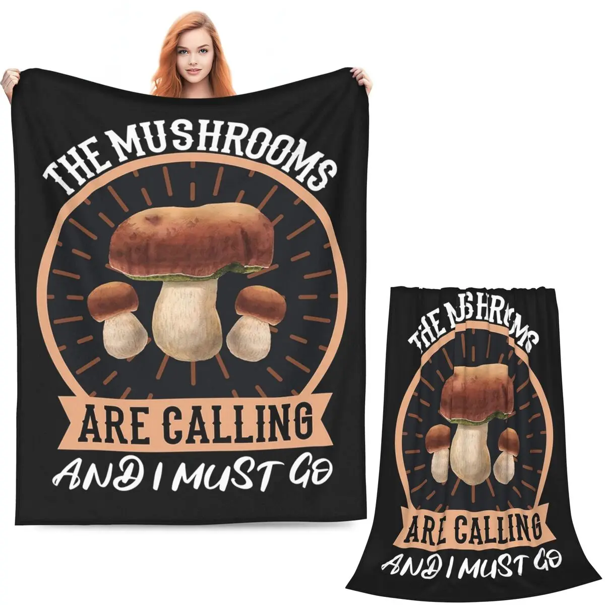 Collecting Mushrooms Mushroom Pickers Porcini Blanket Flannel Throw Blanket Cover for Bed Living room Picnic Travel Home Couch