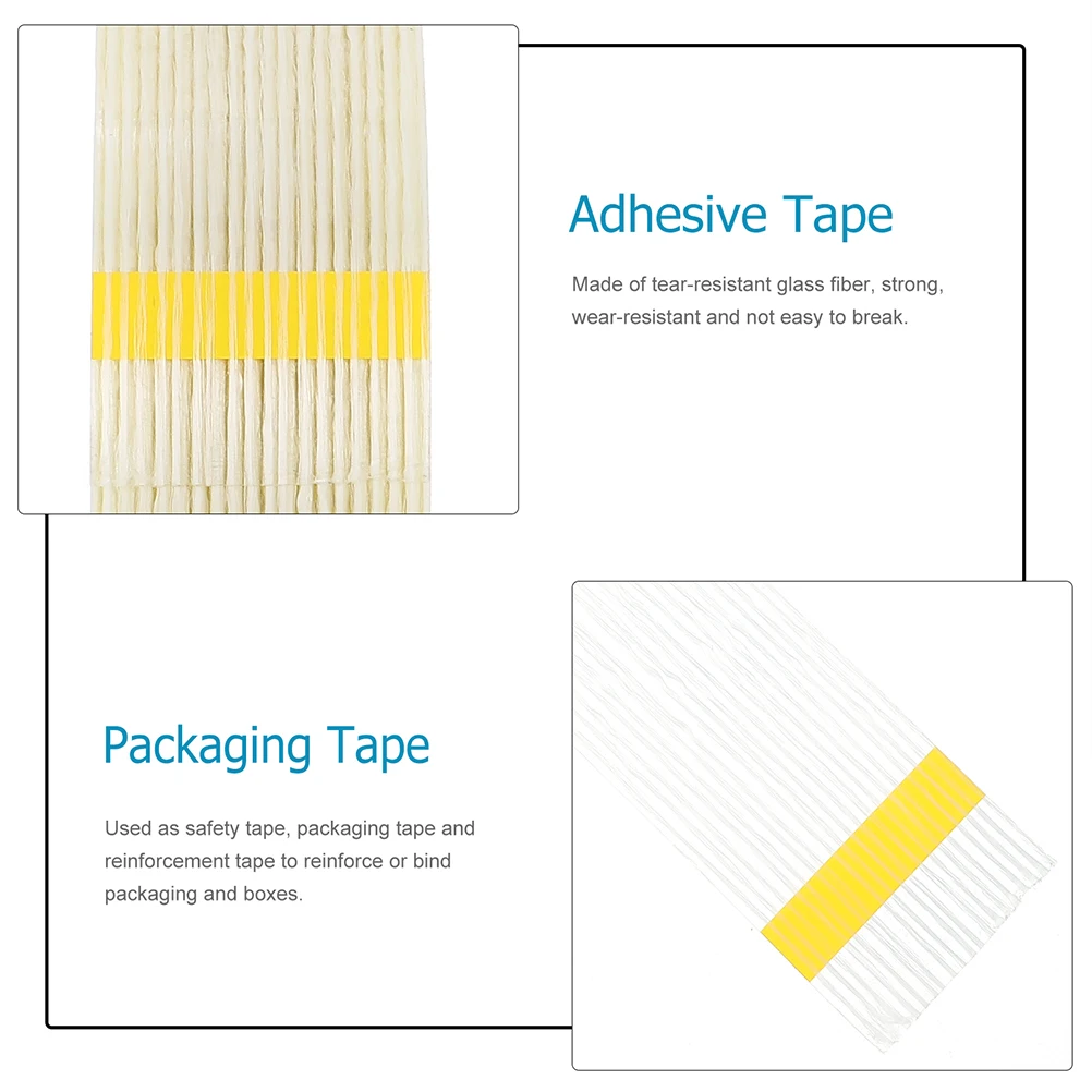 

2 Rolls Striped Fiber Tape Heavy Duty Glass Fiber Reinforced Packing Tape For Shipping Sealing Construction Repair Waterproof