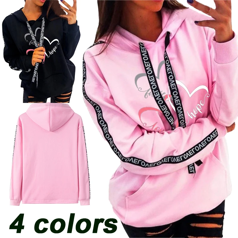 

New Fashion Women's Printed Pullover Hoodie Loose Relaxed Long Sleeve Letter Plus Size Sweatshirt