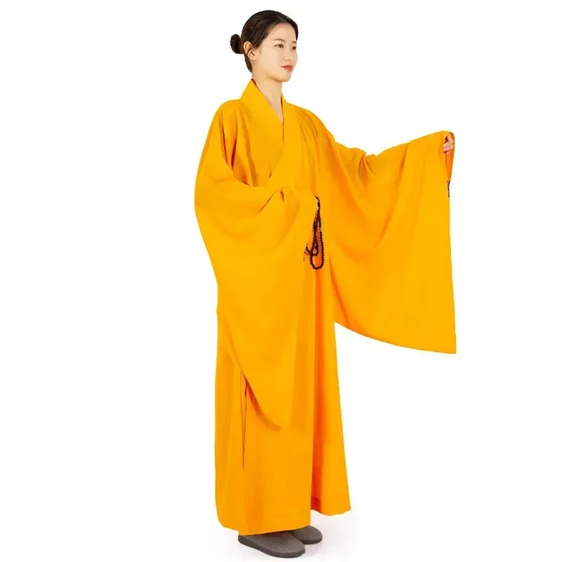 Traditional Chinese Robe Linen Monks Long Gown For Buddhism Haiqing Adults Meditation Clothes Buddhist Monk ClothingDqw2Q