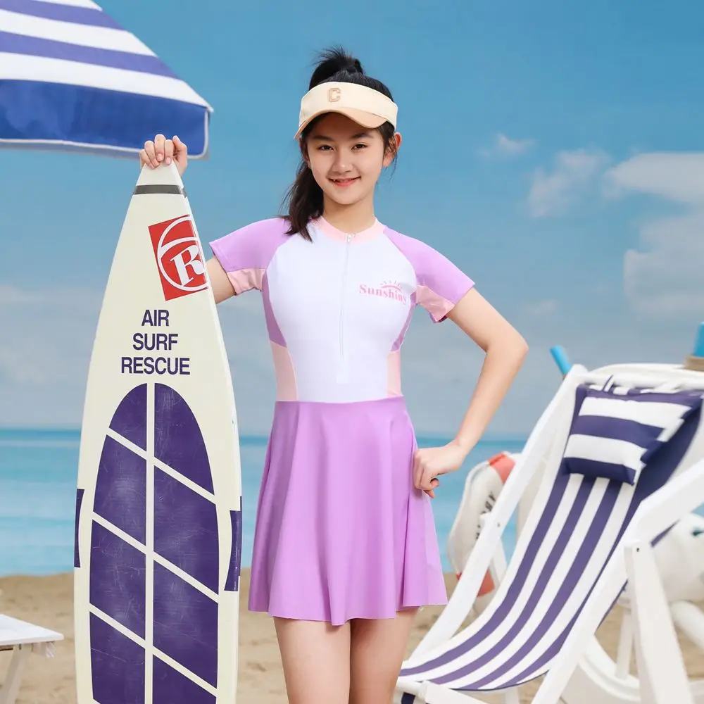 Children's swimsuit, Korean fashion, for girls, spring, beach, teen, student, summer vacation