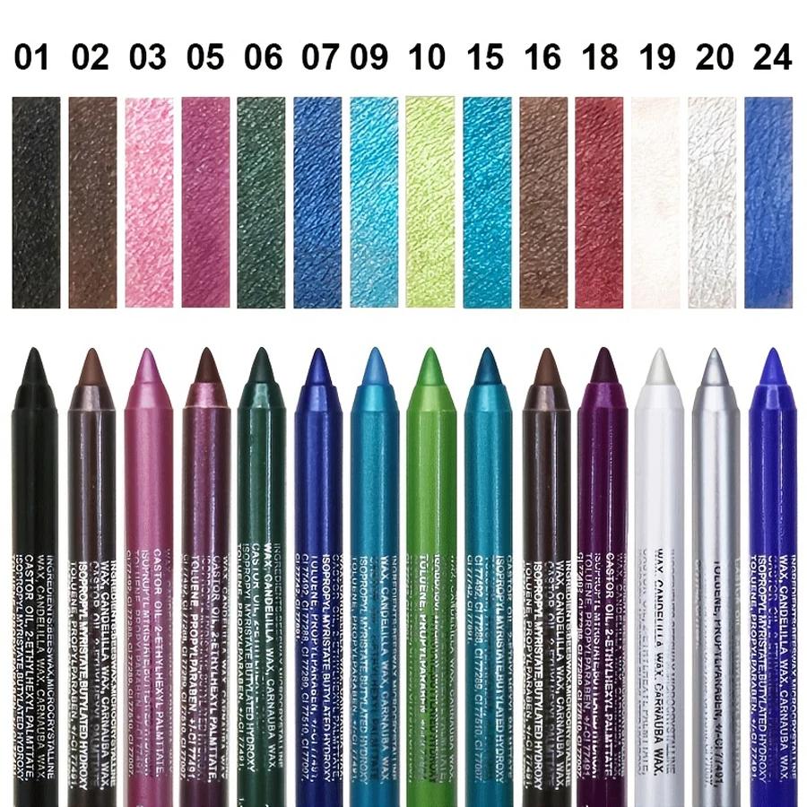 14-Color Colourful Eyeliner Pen, High Pigmented Pearly Shimmer Metallic Smokey Punk Gothic Style Eyeliner, Long Lasting Waterpro