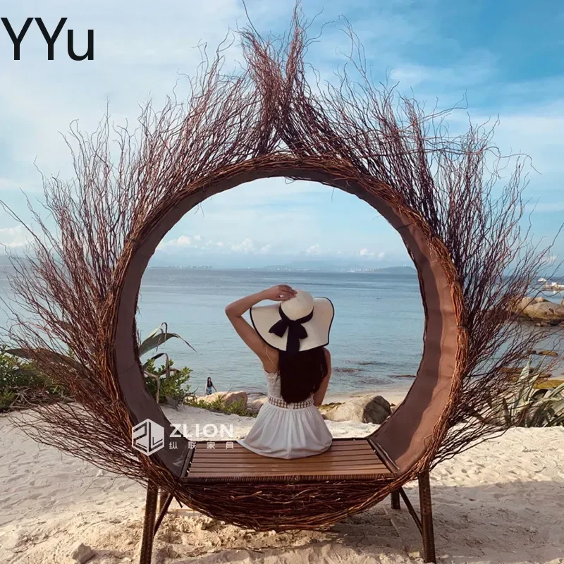 for Courtyard Internet Celebrities Bird Nest Southeast Asia Scenic Shooting Props Outdoor Creative Swing Rattan Hanging