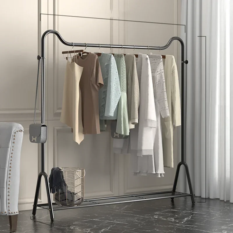 

Floor Metal Foldable Clothes Hanger Standing Wheel Mobile Coat Rack Portable Metal Bedroom Closets Perchero Pared Furniture Home