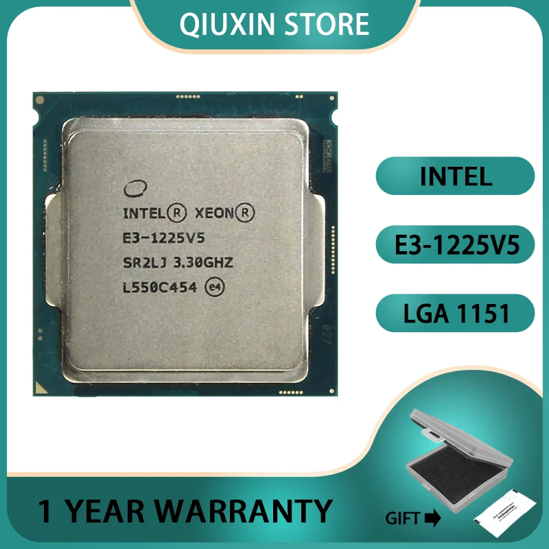 

Intel Xeon rocessor Официальная версия E3-1225V5 г. ЦПУ 3,30 ГГц, 4-ядерный 8M TPD 80 Вт, FCLGA1151 для материнской платы E3 V5