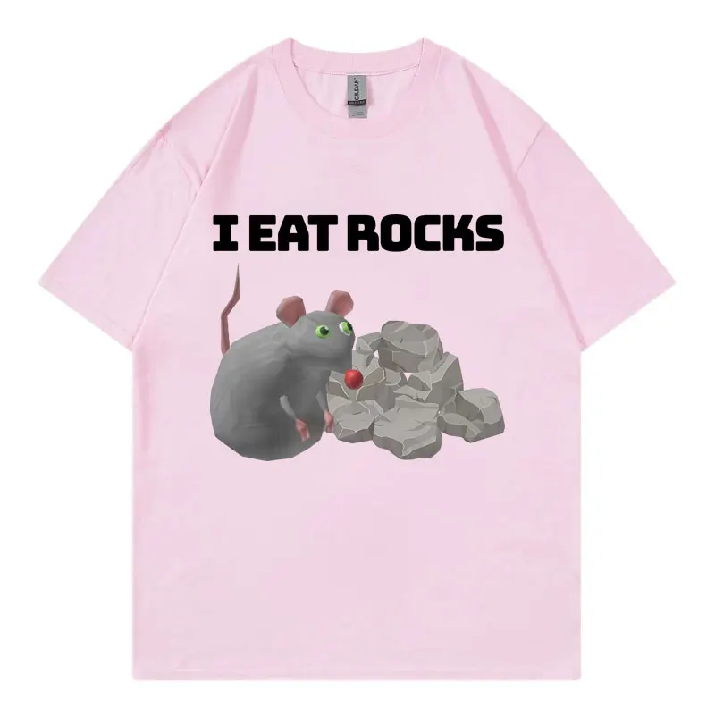 I Eat Rocks Funny Rat Meme T-shirts Men Women Clothing Fashion Oversized T-shirt Summer Casual Short Sleeve T Shirt Streetwear