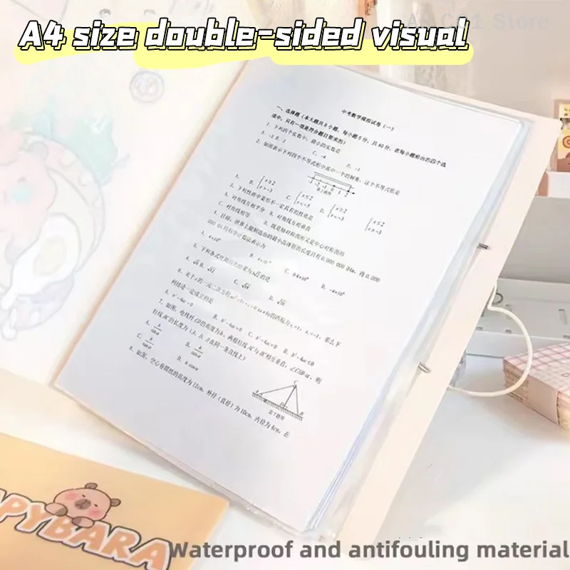 Capybara Information Book Kawaii A4 Transparent Insert Folder Collection Book Student Certificate Test Paper Storage Book