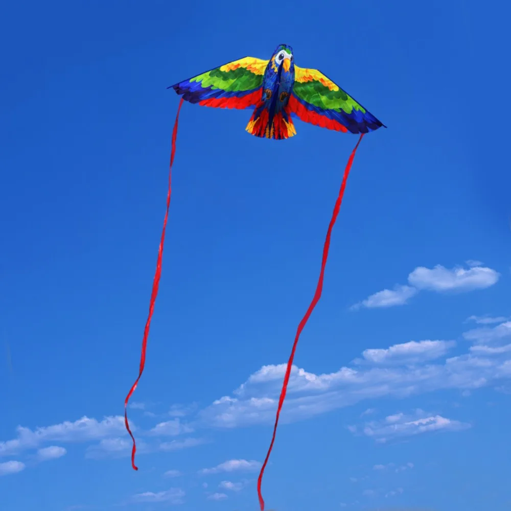 Nieuwe goede vliegende vogel papegaai vlieger 50 meter vliegerlijn gekleurde kindervlieger cadeau ripstop plastic vliegend speelgoed buitensporten
