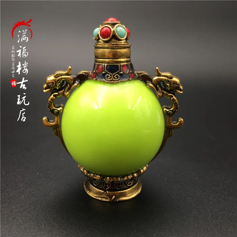 

miscellaneous bronze, casting, double dragon cloisonne, craft edging snuff bottle, luminous ball handle ornaments