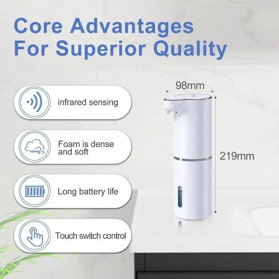 300 مللي Touchless IPX5 مقاوم للماء الذكية الأشعة تحت الحمراء الاستشعار التلقائي موزع الصابون الرغوي مضخة تنظيف المنزل الكهربائية خالية من الضغط #2