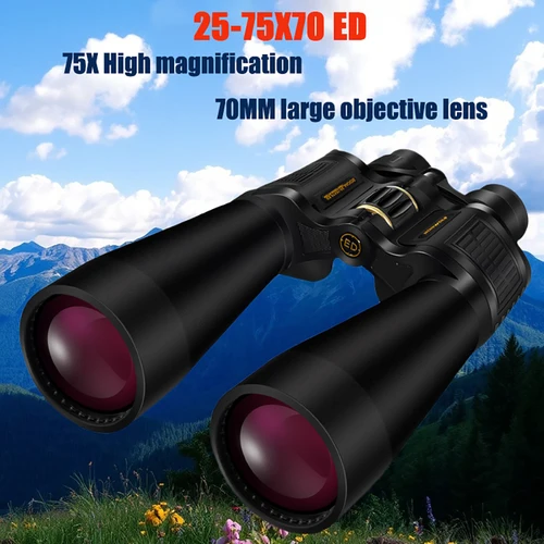 Imagen 1 del producto BORWOLF 25-75X70 ED alto aumento Zoom de largo alcance 25-75 veces telescopio de caza binoculares HD profesional Zoom Ultra claro