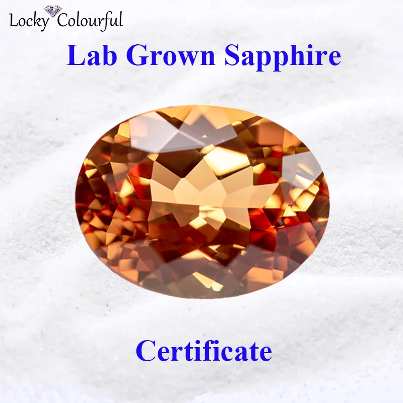 

Lab Grown Sapphire Oval Shape Orange Color Top Quality Charm Beads for Diy Jewelry Making Materials Selectable AGL Certifica