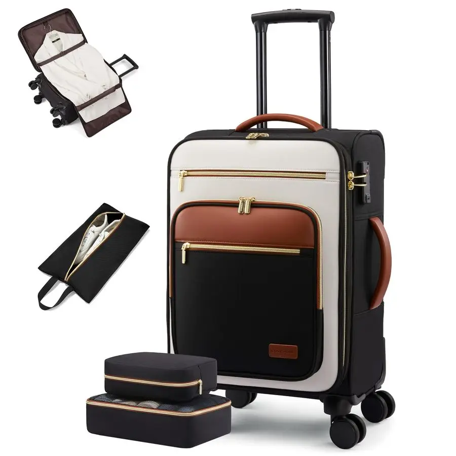 

on Suitcase 22x14x9 Airline Approved,20 inch Lightweight Waterproof Suitcases with 360 silent swivel wheels, TSA Lock and Compar