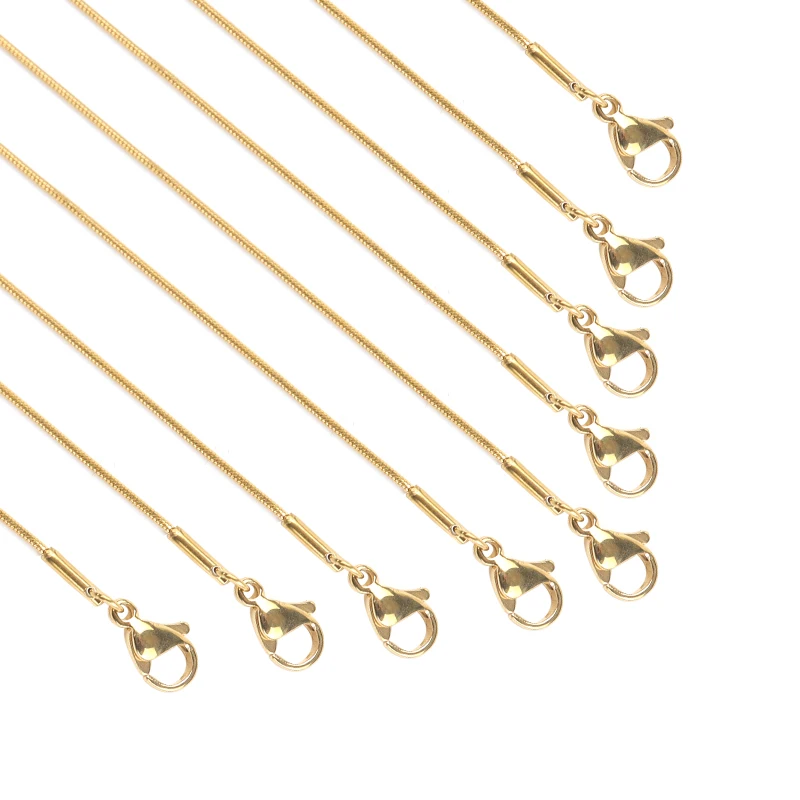 5pcs/Lot Stainless Steel Snake Chain Round Shape Chains Gold Color for Jewelry Making DIY Necklace Gifts Pendant Accessories