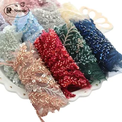 21 colori con perline paillettes decalcomanie 3D specchio fiore tessuto di pizzo abito da sera parte anteriore petto posteriore applique decorazione patch RS2492