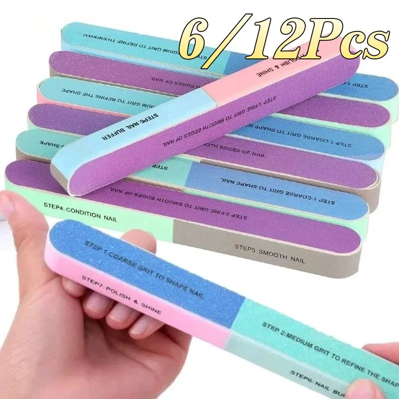 6/12Pcs Nail Art Polishing Buffer Tool Manicure Shaping Strips Set for Home Salon Professional Nail Care Accessories