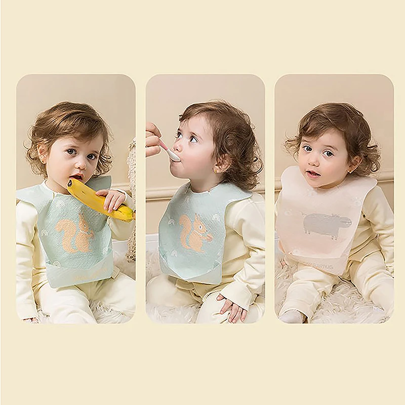 Waterproof Soft Baby Paper Bibs Cute Cartoon Printed Kids Girl Boy Adjustable Children Bib Baby Lunch Feeding Tools