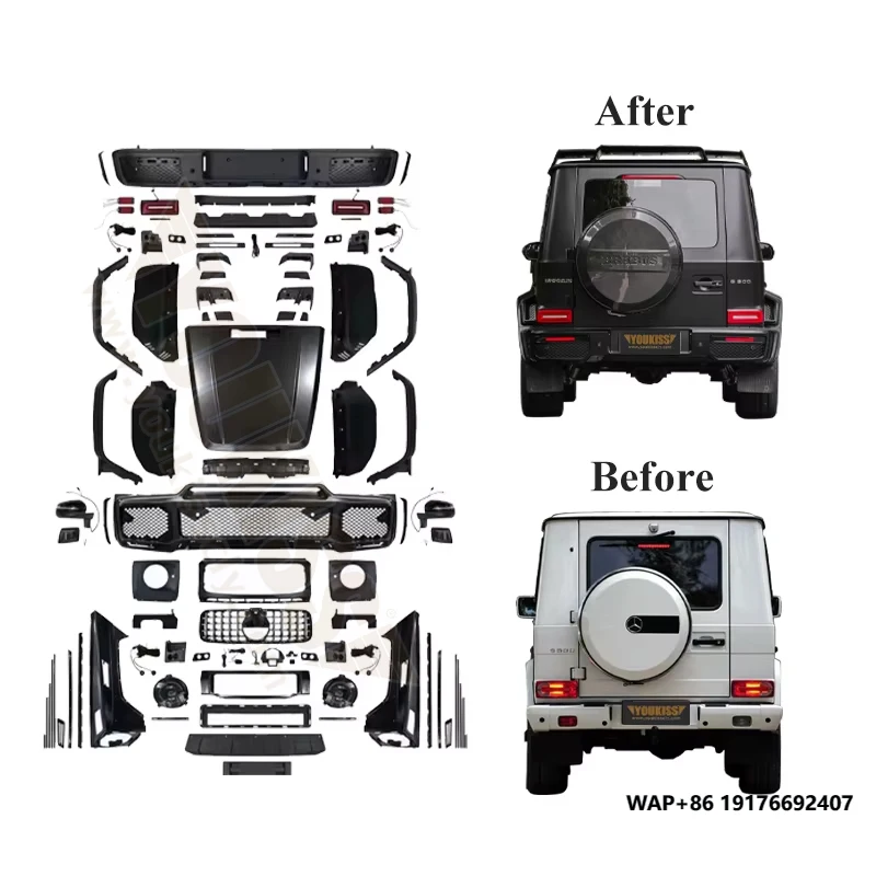 UKISS Nuevo kit de carrocería para Benz Clase G W463 Kits de carrocería ancha con guardabarros de rejilla de parachoques delantero Arcos de rueda inspirados en BBS De