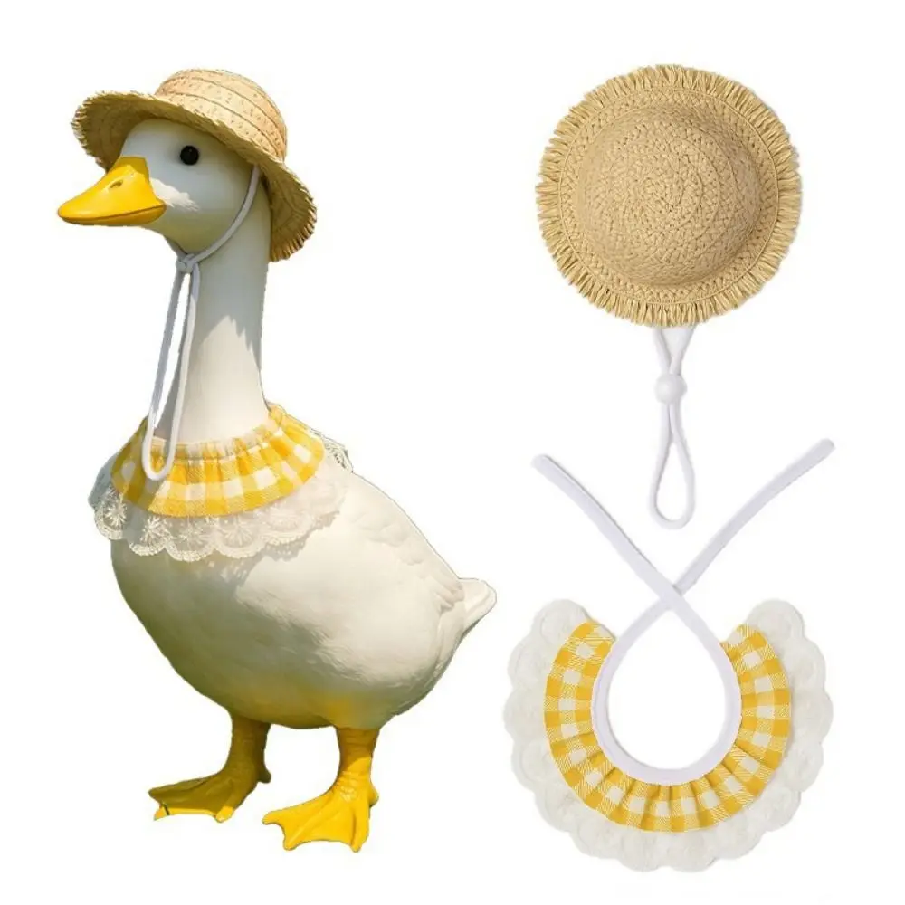 

Creative Porch Goose Costume Funny Handcrafted Goose Hat Scarf Wear Windproof Rope Doll Hat Pet Lace Collar Duck Costume