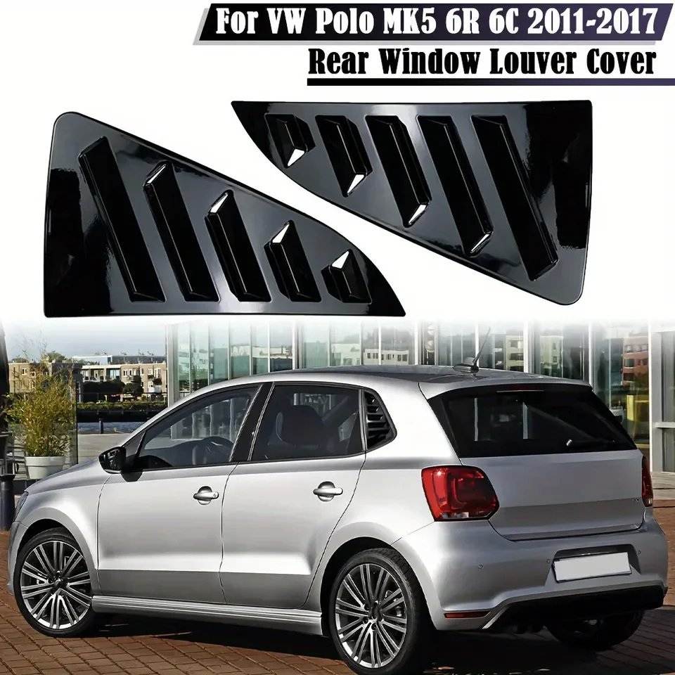 Pair Car Rear Window Shutter Cover Trim Window Louver Side Vent Trim For Volkswagen VW Polo MK5 6R 6C 2011-2018 Accessories