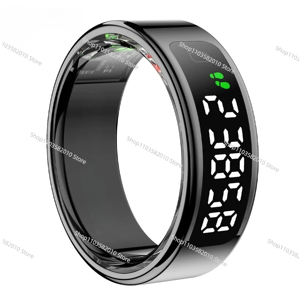 R12 Smart Ring with Display Screen and Touch, Wireless Charging, Health Manager, 5 ATM Waterproof For Men Women
