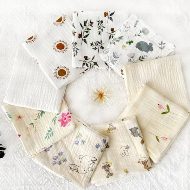 3/5 قطعة مناشف الأطفال الشاش القطنية الناعمة الشاش الوليد تغذية المرايل للجنسين الطفل ساحة الوجه المناشف منشفة مناديل #5