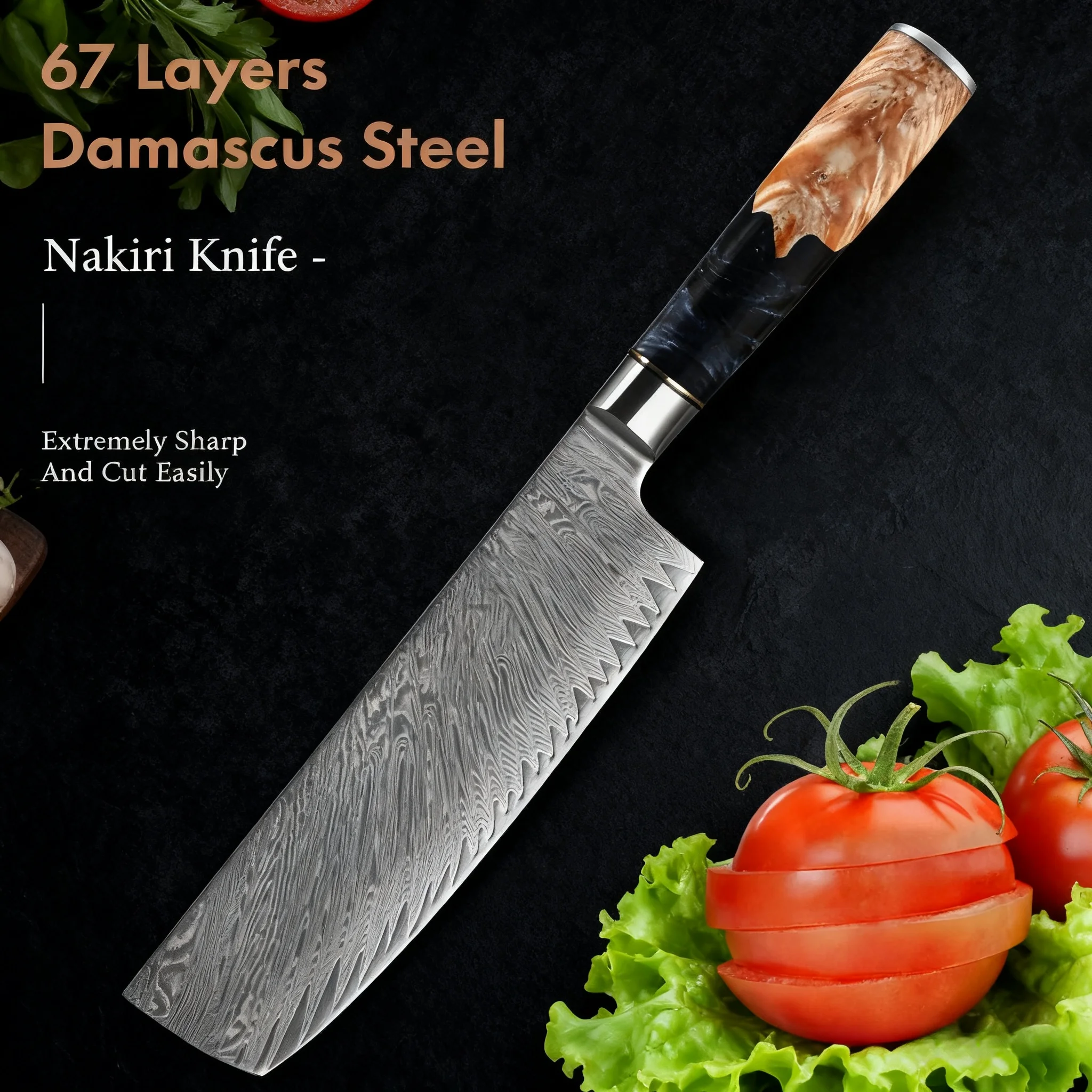 

Household 67-layers Damascus Steel Nakiri Knife Cutting Vegetables Meat Fruit Cleaver Knife Cooking knife Kitchen Accessories