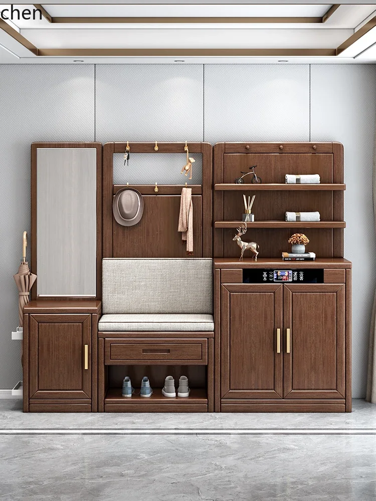 L22 Solid Wood Household Door Shoe Cabinet Intelligent Disinfection Multi-functional Integrated Entrance Door Entrance Cabinet