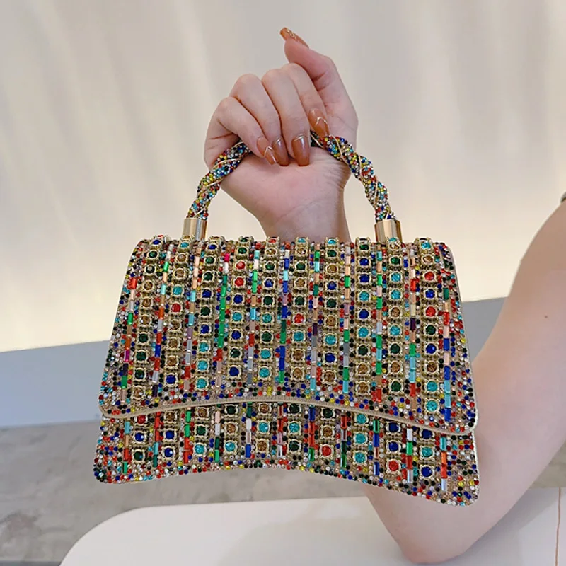 Dazzling High-End Custom Evening Bag for Women, Niche Design Small Square Purse, New Fashion Single Shoulder Crossbody Handbag