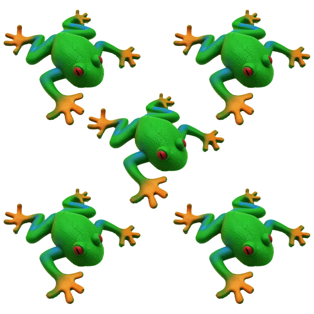 

5 Pcs Frog Toy Tiny Anger Toys Animal Shaped for Party Squeeze Animals Kids Elastic Soft Rubber Stretchy Child