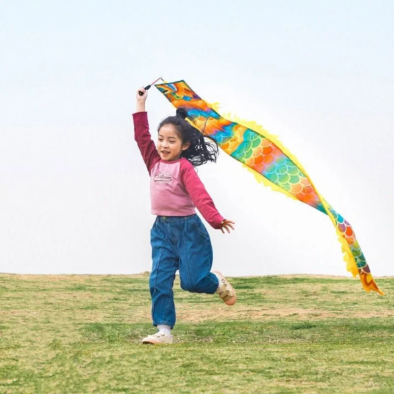 2.5M Rainbow Dragon Dance Ribbon With Rod Pole Set Children's Favorite Dragon Fitness Prop School Dance Festival Performance