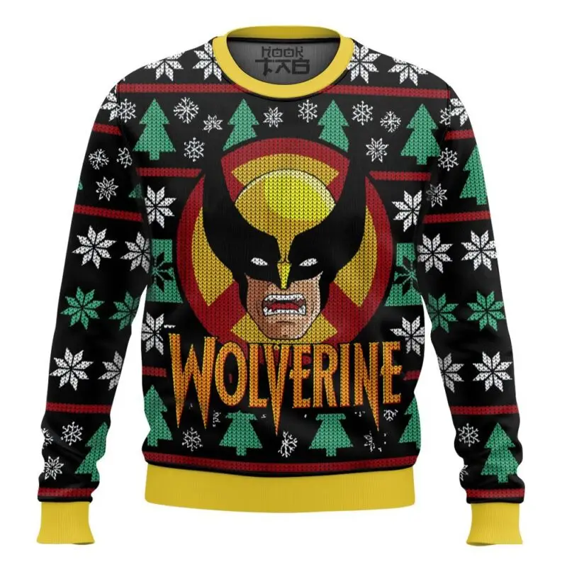 Wolverine Marvel superhéroe suéter de invierno para hombre cuello redondo suéter de Navidad feo Manga fiesta de exposición 2026 nueva colección