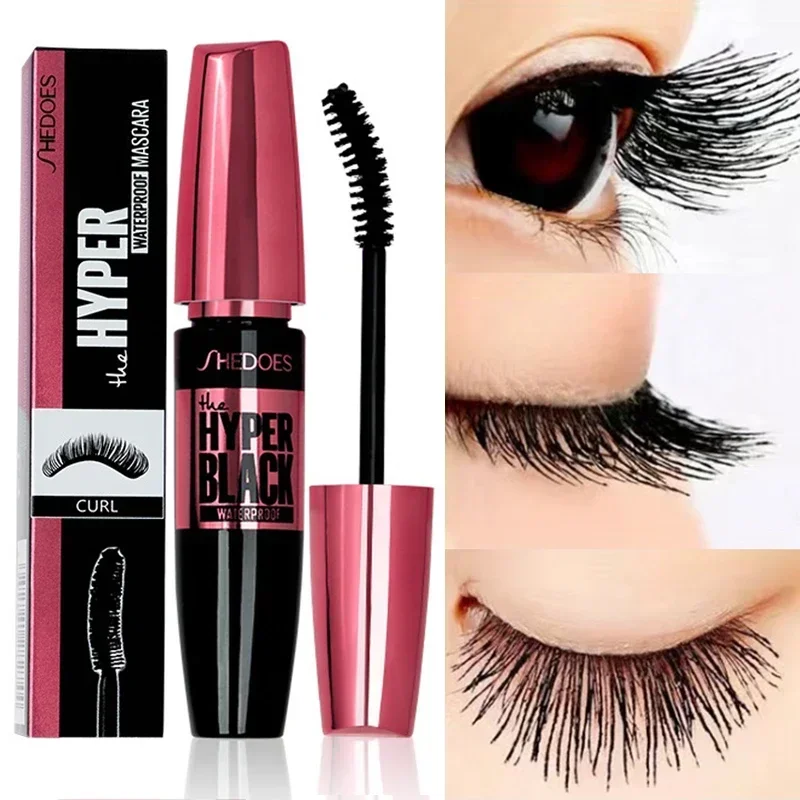 Lasting Natural Mascara Waterproof Anti-sweat Eyelashes Extension Black Silk Fiber Mascaras Curling Thick Long Eyelash Cosmetics