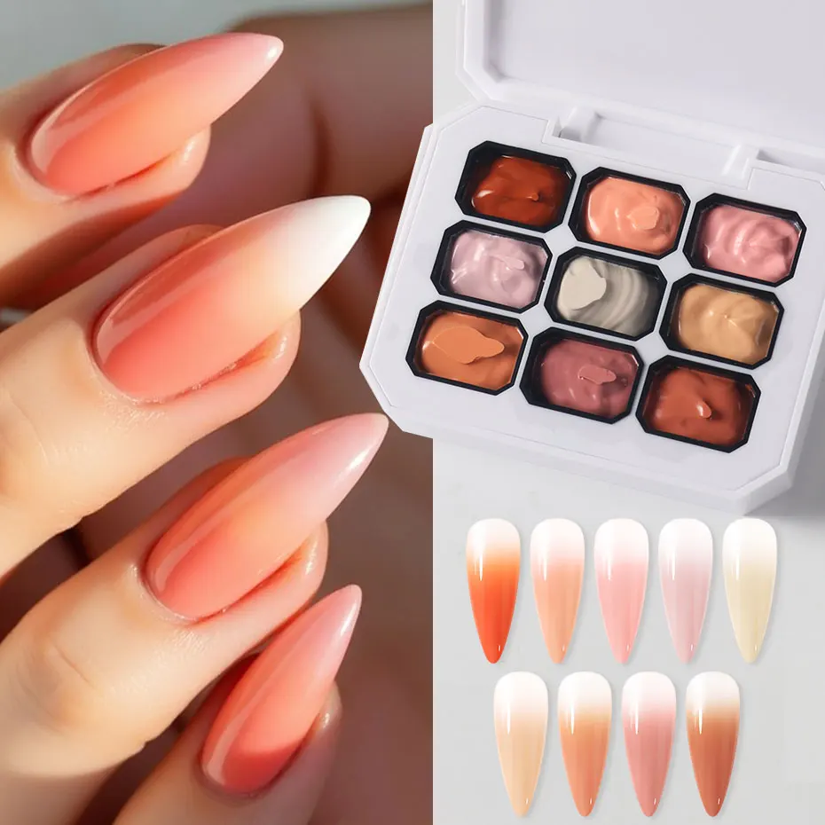 9 Colors Pat Painting Nail Gel 4 In 1 Used for Nail Stamping Pattern Gradient Nail Salon Fingertip Art Design Autumn Nail Polish