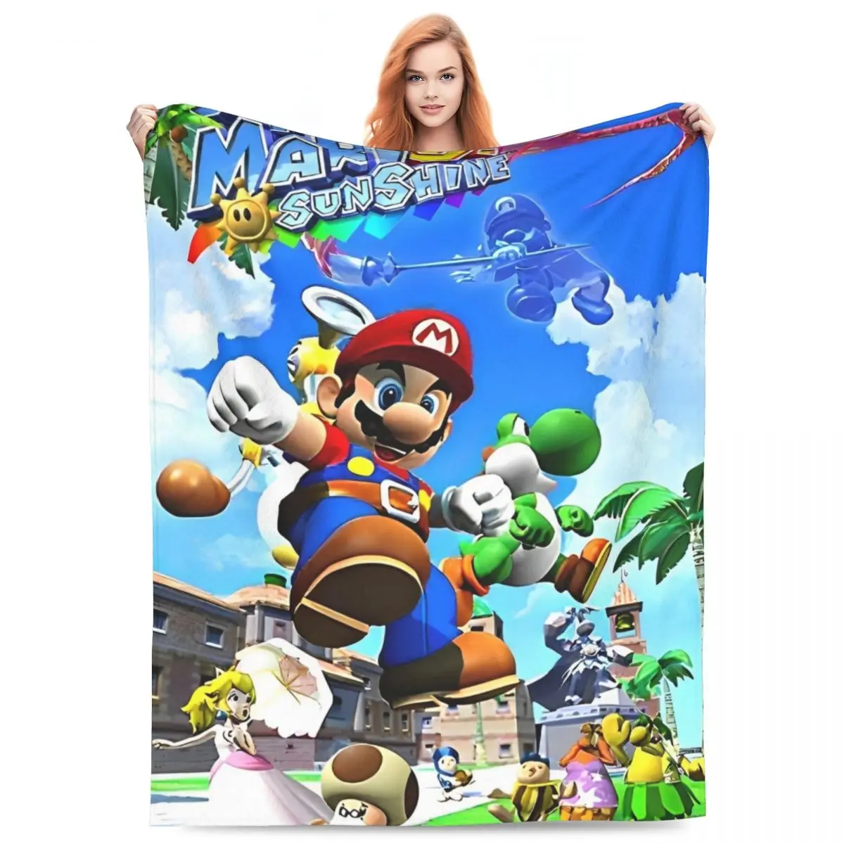 Cartoon M-marioes Soft Blankets Decorative Plush Throw Blanket Graphic Outdoor Flannel Bedspread Sofa Bed Cover