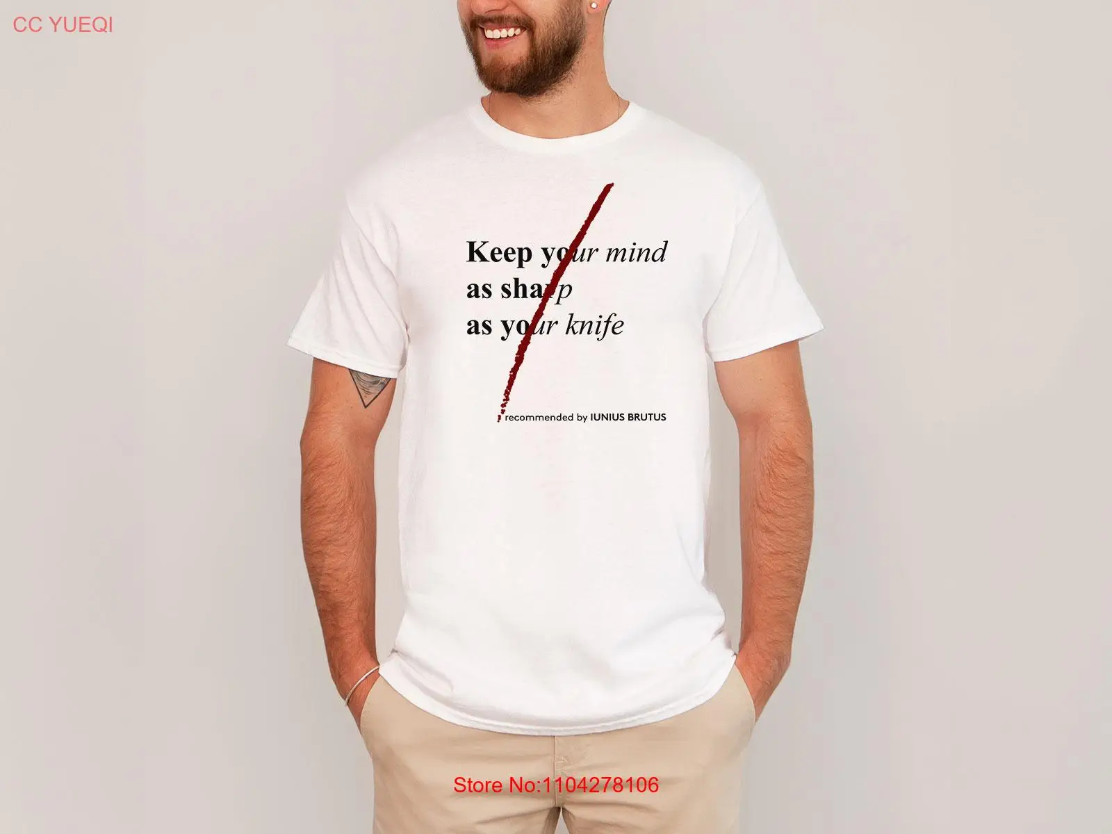 Iunius Brutus Quote T Shirt Roman Politician Orator Knife Wound Top Phrase Saying Statement Men Blood