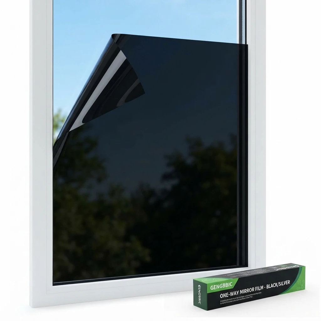Black Silver Static Cling Window Film 99% UV Protection Heat Insulation One-Way Daytime Privacy Mirror Tint Reusable No Glue for