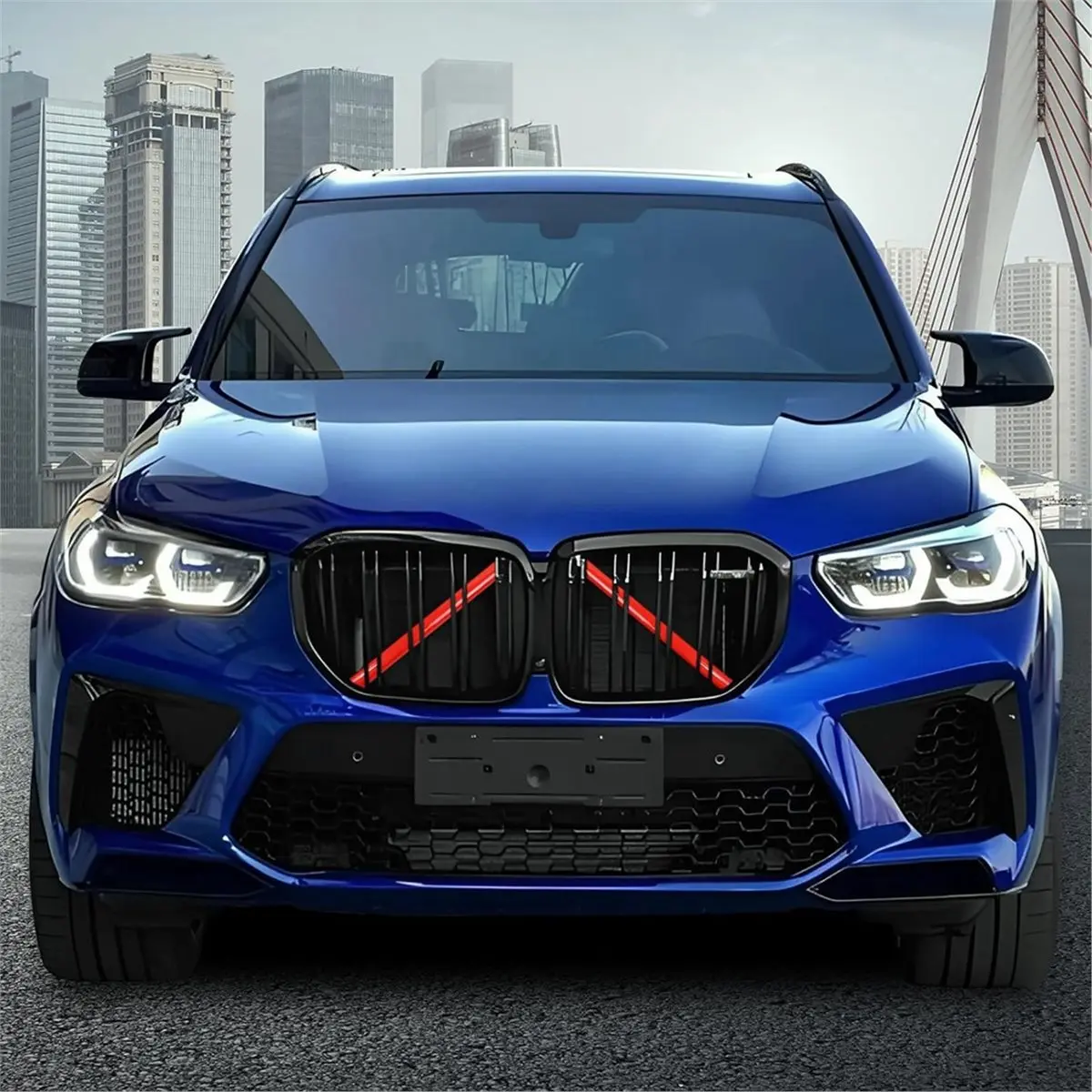 #74Q Front Grill Inserts Wrap Covers for BMW X3 X4 X5 X6 G Series (Red),for bmw grill insert trim,(Red)